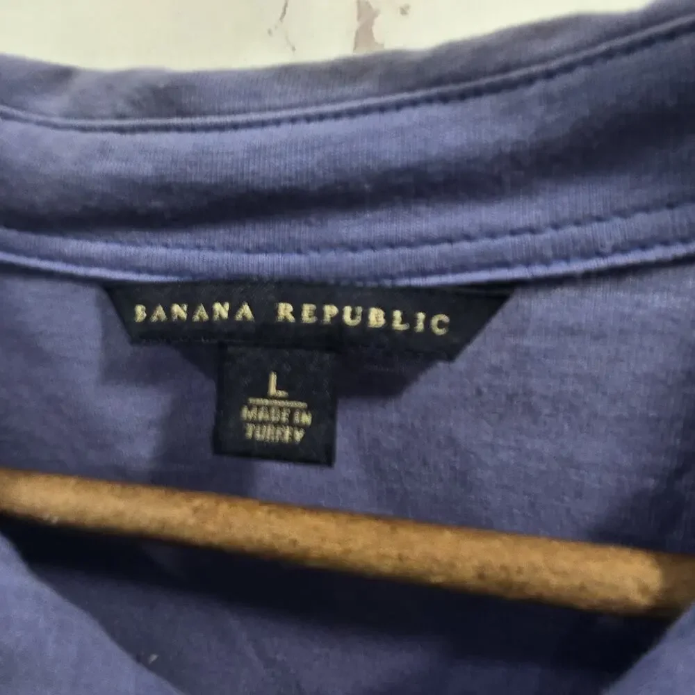 Banana Republic Shirt Mens Large Polo Purple Cotton Short Sleeve Tee Flaw